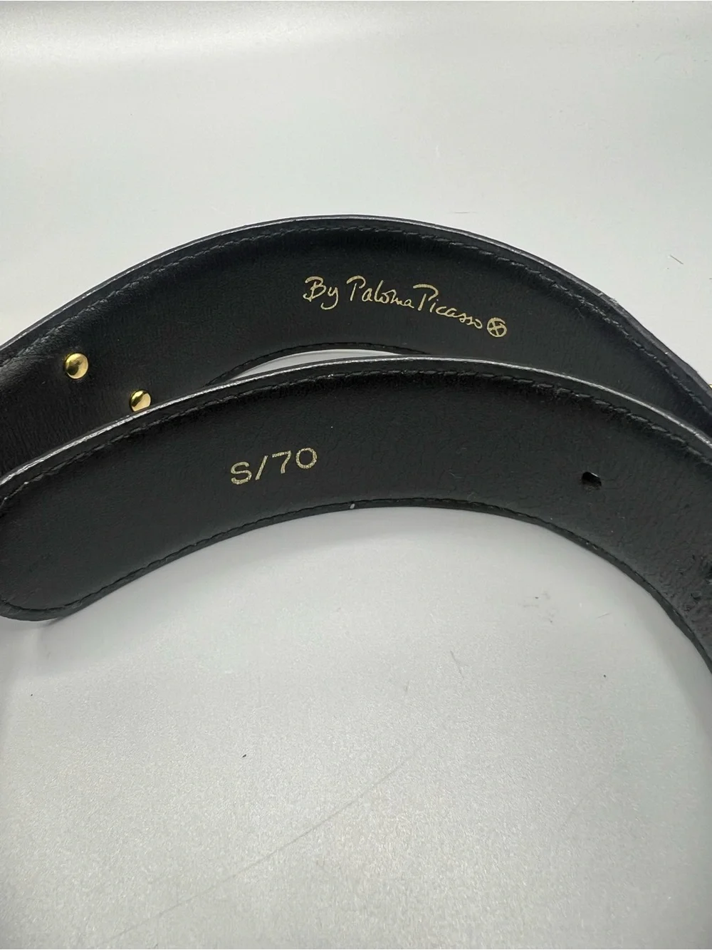 Paloma Picasso Gold X Women’s Black Leather Belt Gold Tone Buckle